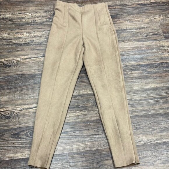 Zara micro suede Tan Trousers - Picture 1 of 3